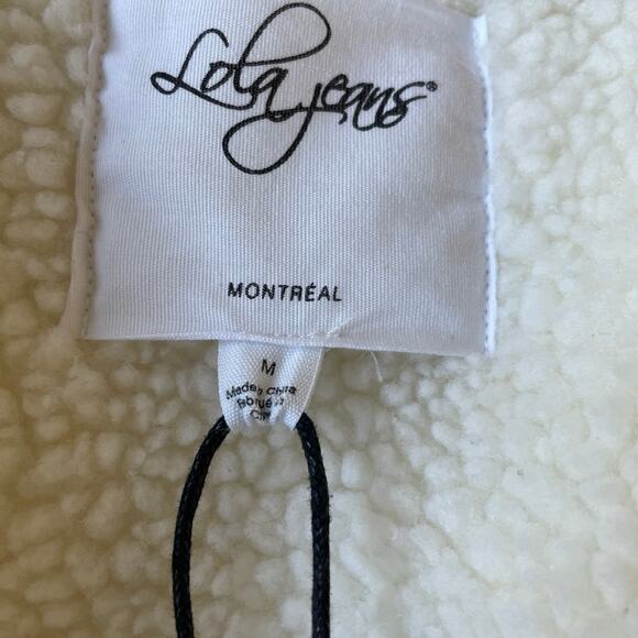 Lola Jeans Sherpa Lined Denim Jacket Medium – Off White Cozy Western Boho NWT - Picture 11 of 13
